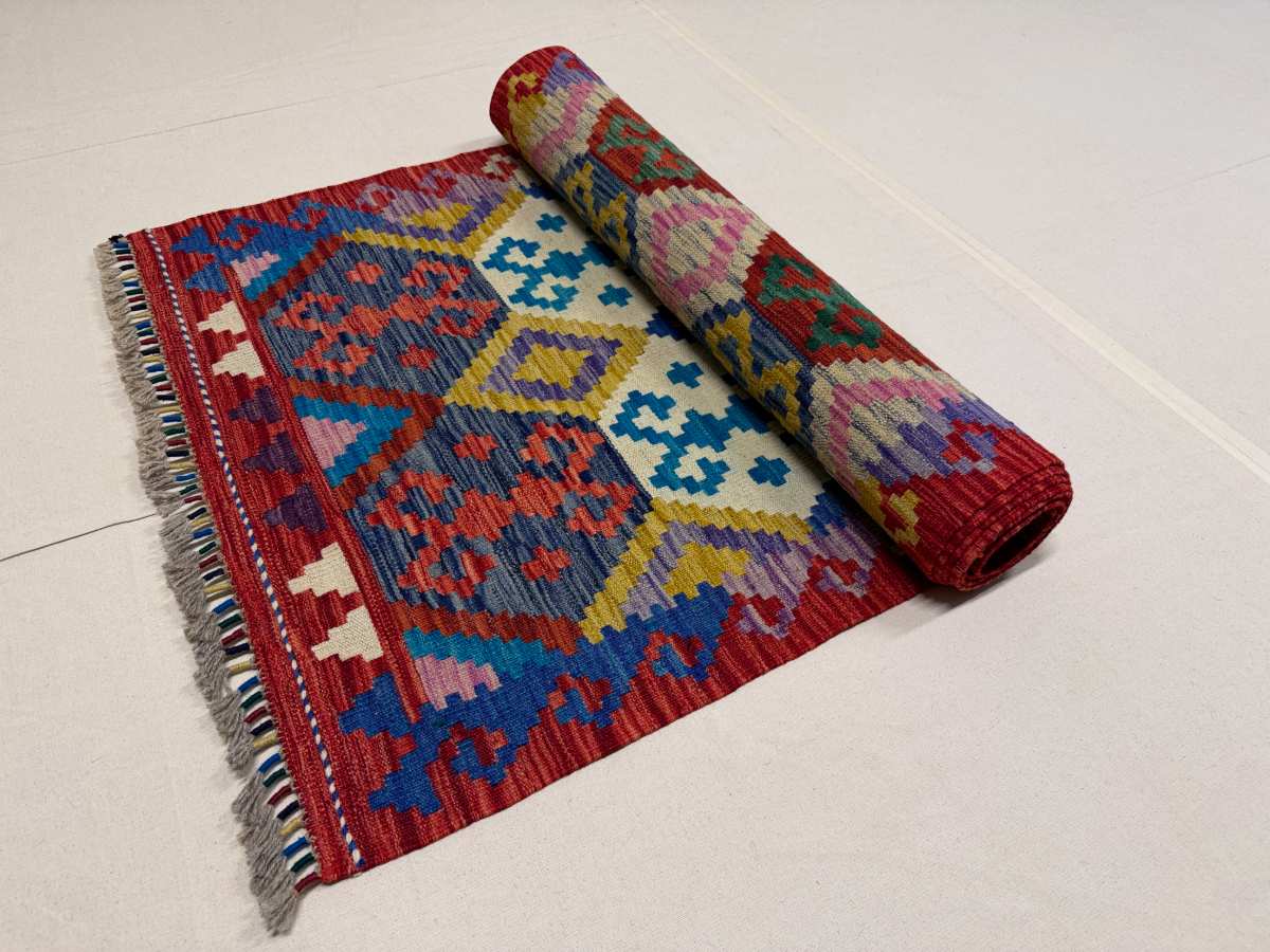 3x10 ft Hand Knotted Afghan Wool Kilim Runner Rug - Natural Vegetable Dye thumbnail 7