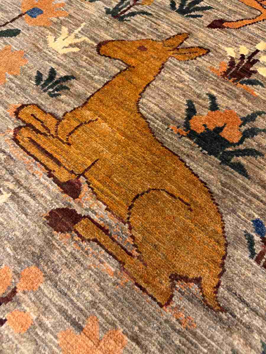 4x6 ft Hand Knotted Afghan Wool Wild Life Area Rug - Natural Vegetable Dye thumbnail 6