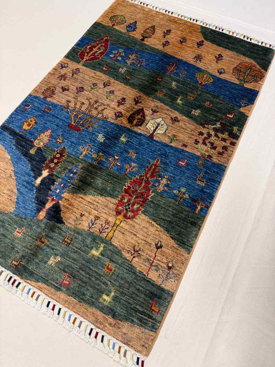 3x4 ft Hand Knotted Afghan Wool Tree of Life Area Rug - Natural Vegetable Dye thumbnail 2