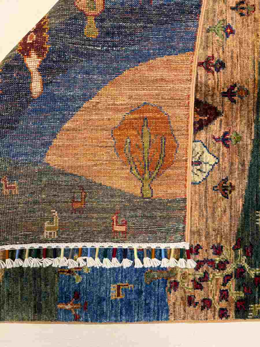 3x4 ft Hand Knotted Afghan Wool Tree of Life Area Rug - Natural Vegetable Dye thumbnail 7