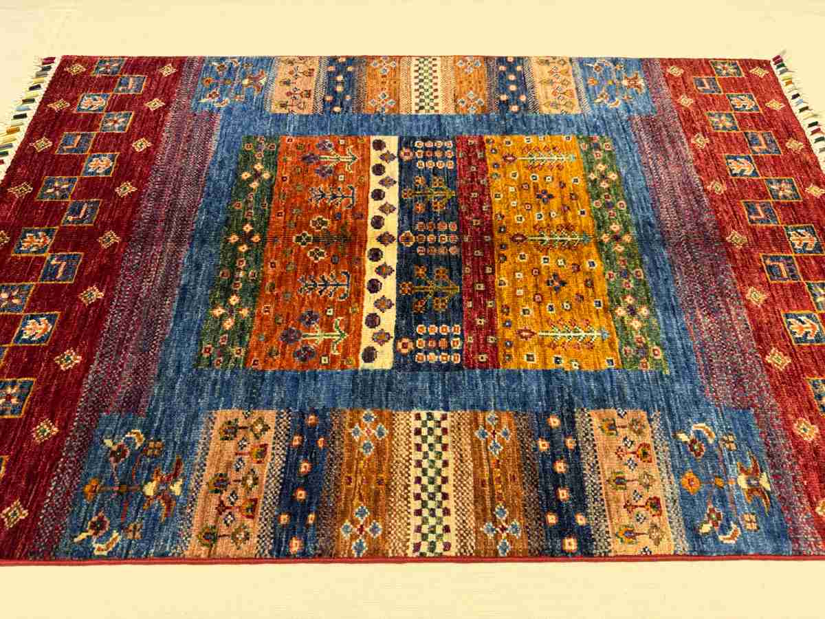 3x4 ft Hand Knotted Afghan Wool Gabbeh Area Rug - Natural Vegetable Dye thumbnail 4