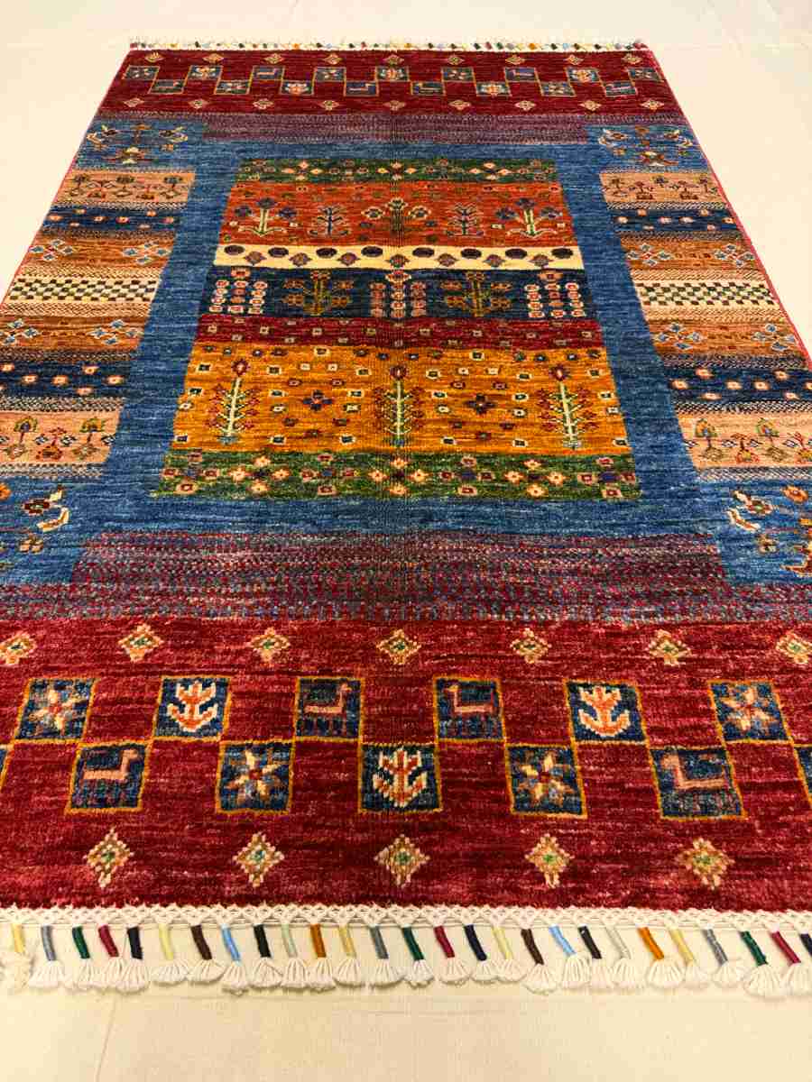 3x4 ft Hand Knotted Afghan Wool Gabbeh Area Rug - Natural Vegetable Dye thumbnail 7