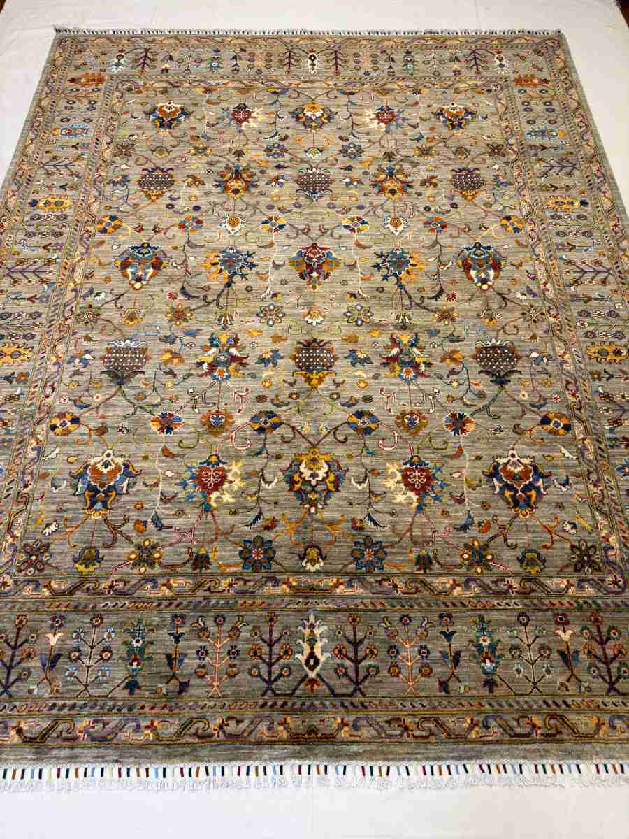 8x11 ft Hand Knotted Afghan Wool Sultani Area Rug - Natural Vegetable Dye