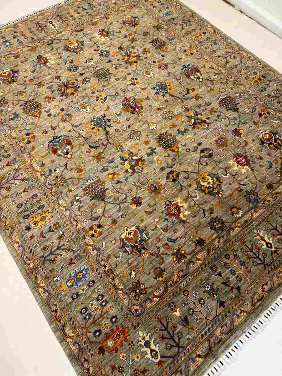 8x11 ft Hand Knotted Afghan Wool Sultani Area Rug - Natural Vegetable Dye thumbnail 2