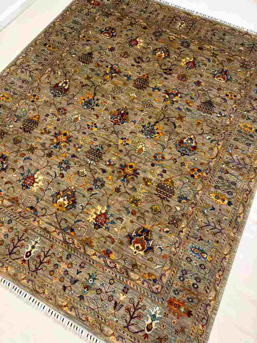 8x11 ft Hand Knotted Afghan Wool Sultani Area Rug - Natural Vegetable Dye thumbnail 4