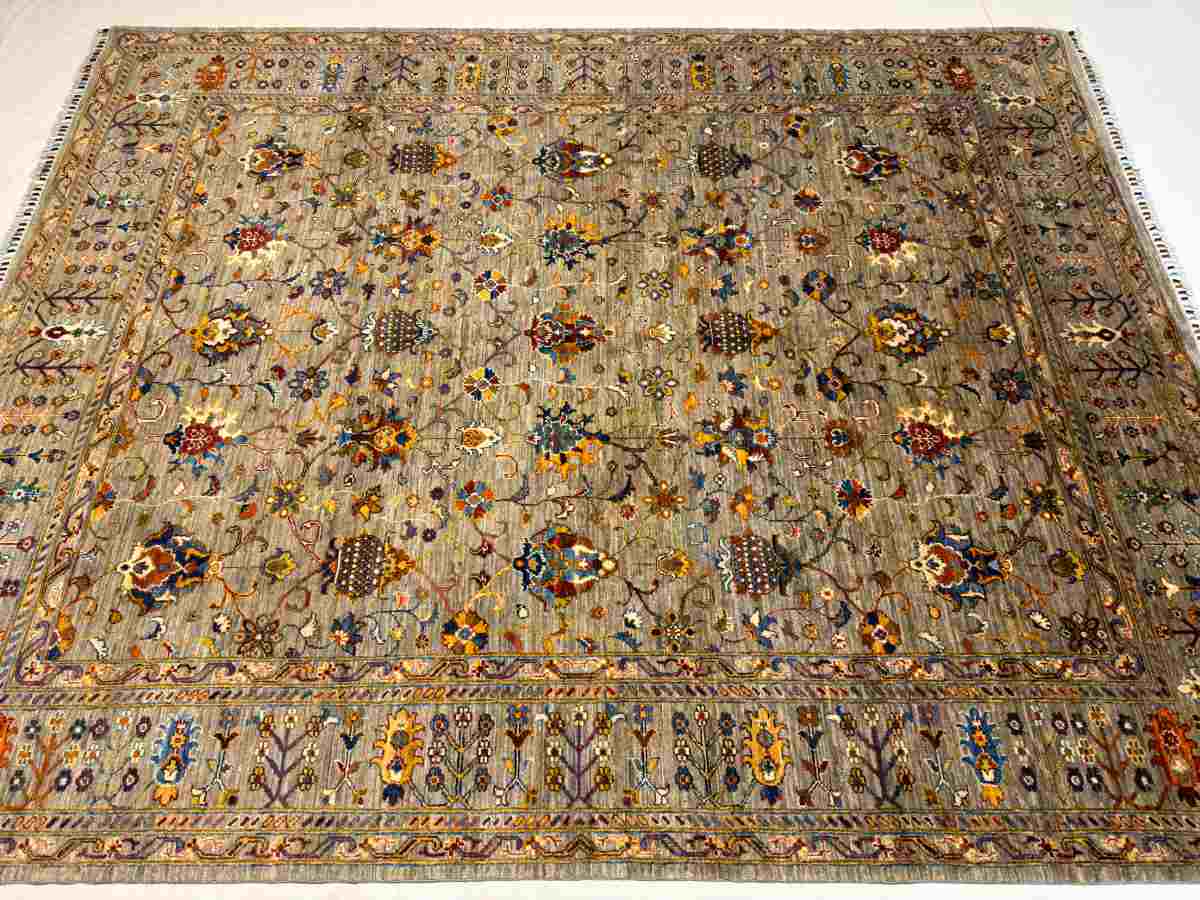 8x11 ft Hand Knotted Afghan Wool Sultani Area Rug - Natural Vegetable Dye thumbnail 5