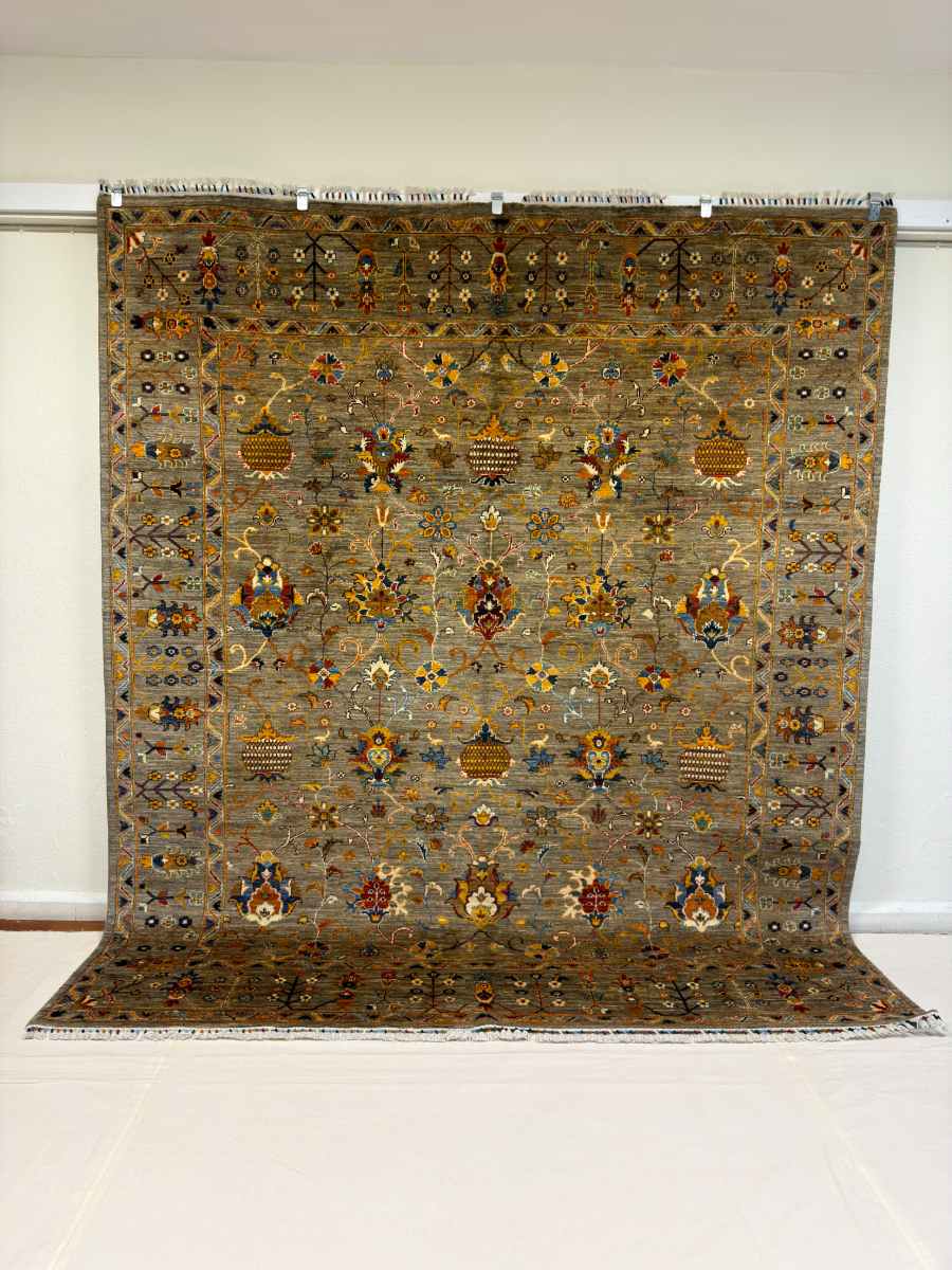8x10 ft Hand Knotted Afghan Wool Sultani Area Rug - Natural Vegetable Dye