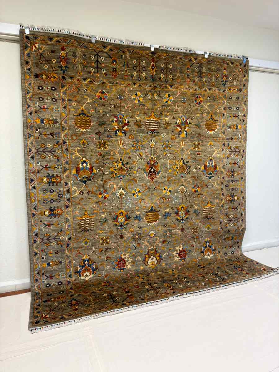 8x10 ft Hand Knotted Afghan Wool Sultani Area Rug - Natural Vegetable Dye thumbnail 2