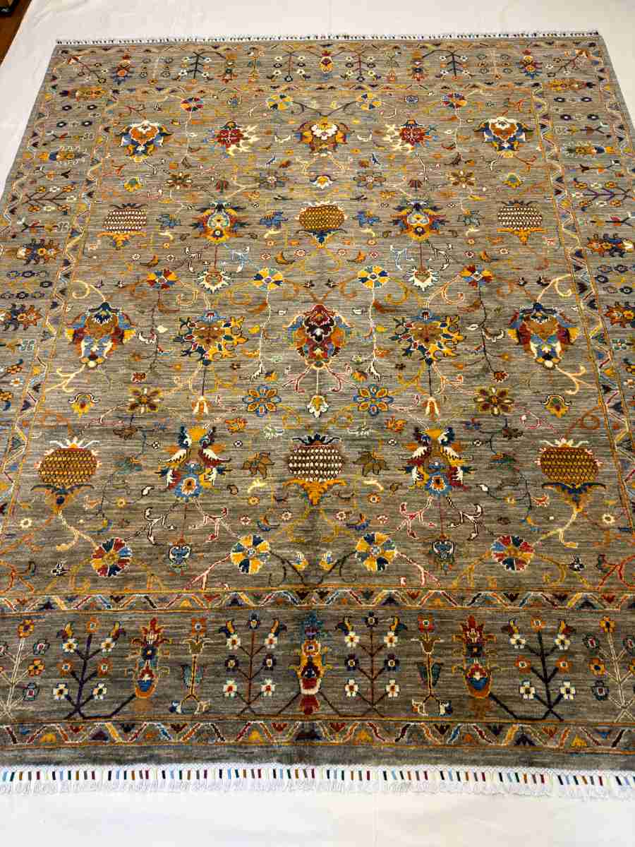 8x10 ft Hand Knotted Afghan Wool Sultani Area Rug - Natural Vegetable Dye thumbnail 3