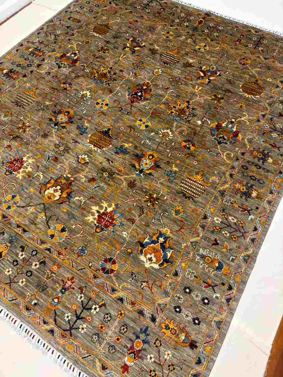 8x10 ft Hand Knotted Afghan Wool Sultani Area Rug - Natural Vegetable Dye thumbnail 4