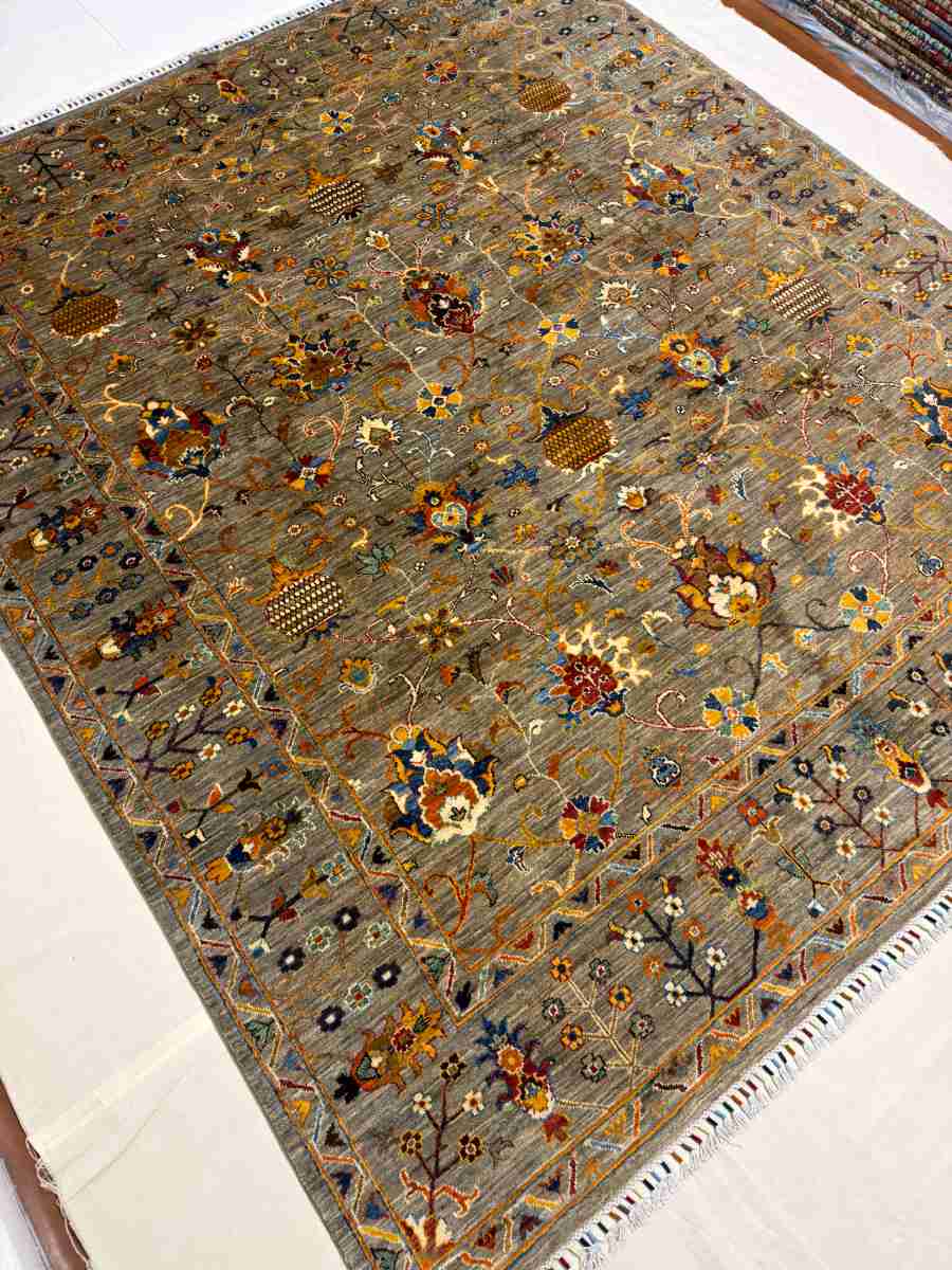 8x10 ft Hand Knotted Afghan Wool Sultani Area Rug - Natural Vegetable Dye thumbnail 5