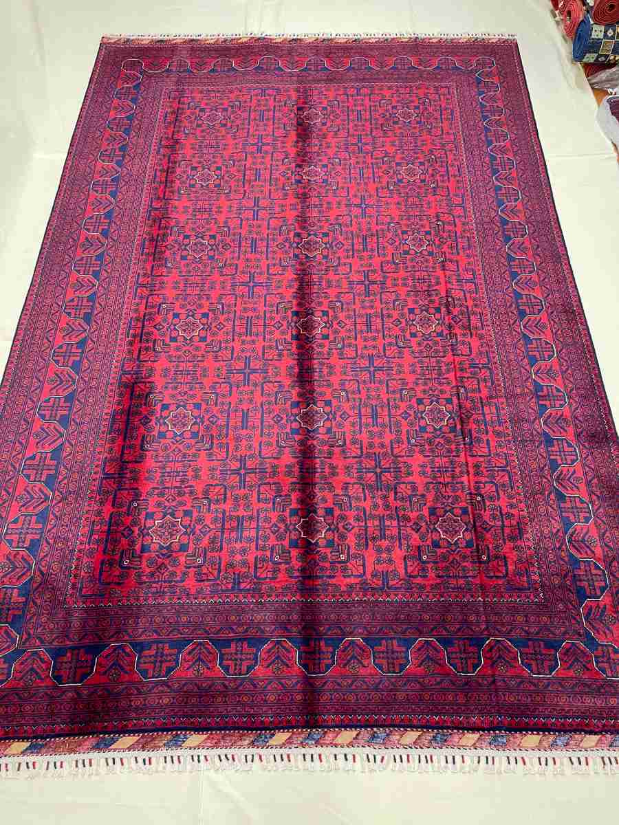 7x10 ft Hand Knotted Afghan Wool Khal Muhammadi Khamyab Area Rug - Natural Vegetable Dye thumbnail 2