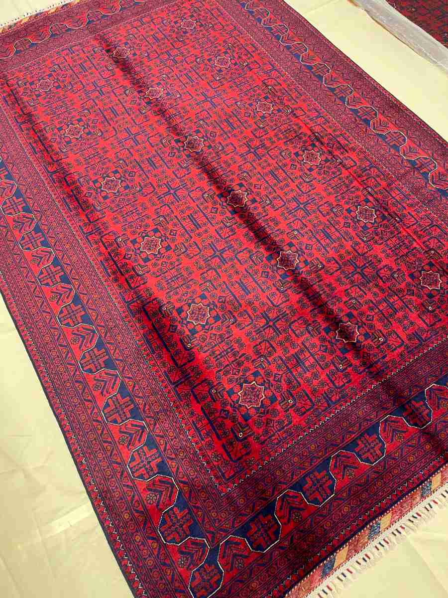 7x10 ft Hand Knotted Afghan Wool Khal Muhammadi Khamyab Area Rug - Natural Vegetable Dye thumbnail 3