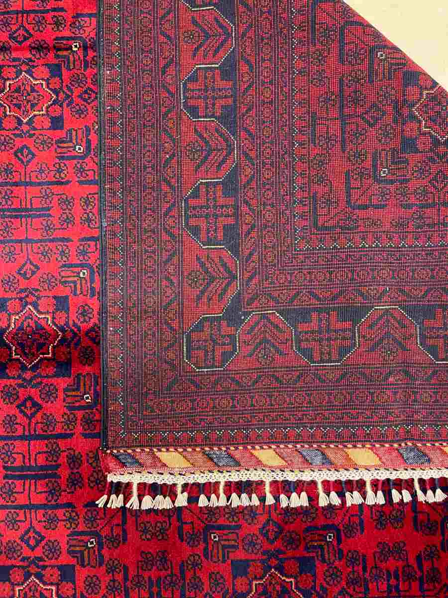 7x10 ft Hand Knotted Afghan Wool Khal Muhammadi Khamyab Area Rug - Natural Vegetable Dye thumbnail 7