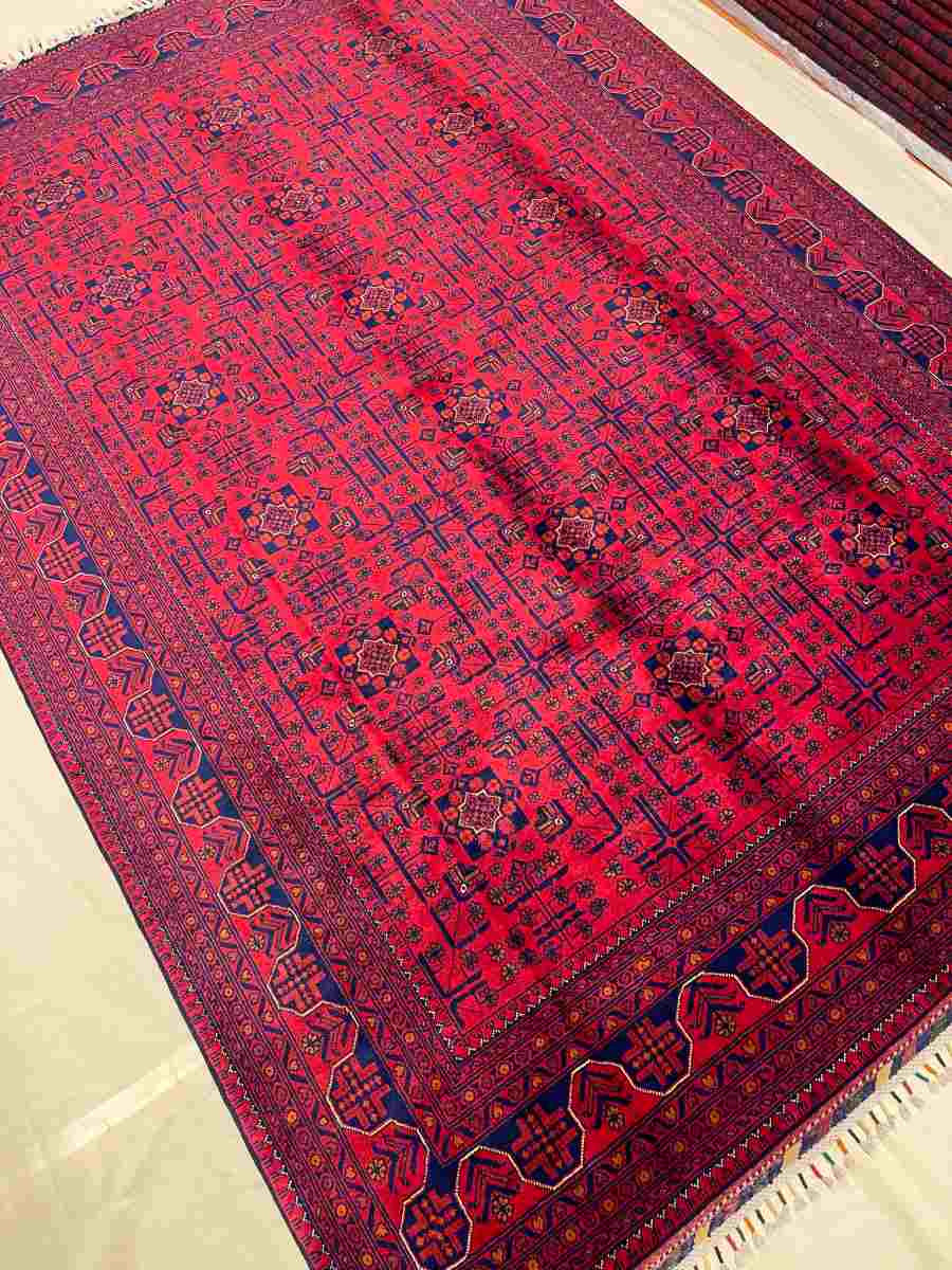 7x9 ft Hand Knotted Afghan Wool Khal Muhammadi Khamyab Area Rug - Natural Vegetable Dye thumbnail 2