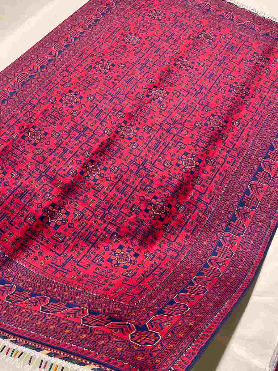 7x9 ft Hand Knotted Afghan Wool Khal Muhammadi Khamyab Area Rug - Natural Vegetable Dye thumbnail 3