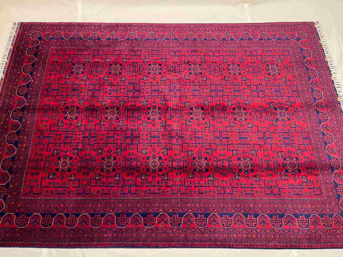 7x9 ft Hand Knotted Afghan Wool Khal Muhammadi Khamyab Area Rug - Natural Vegetable Dye thumbnail 4