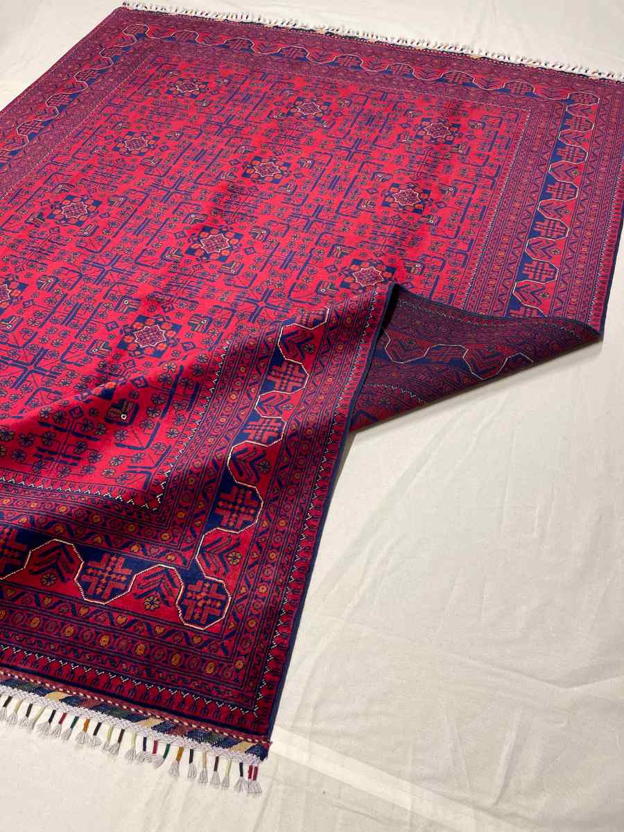 7x9 ft Hand Knotted Afghan Wool Khal Muhammadi Khamyab Area Rug - Natural Vegetable Dye thumbnail 6