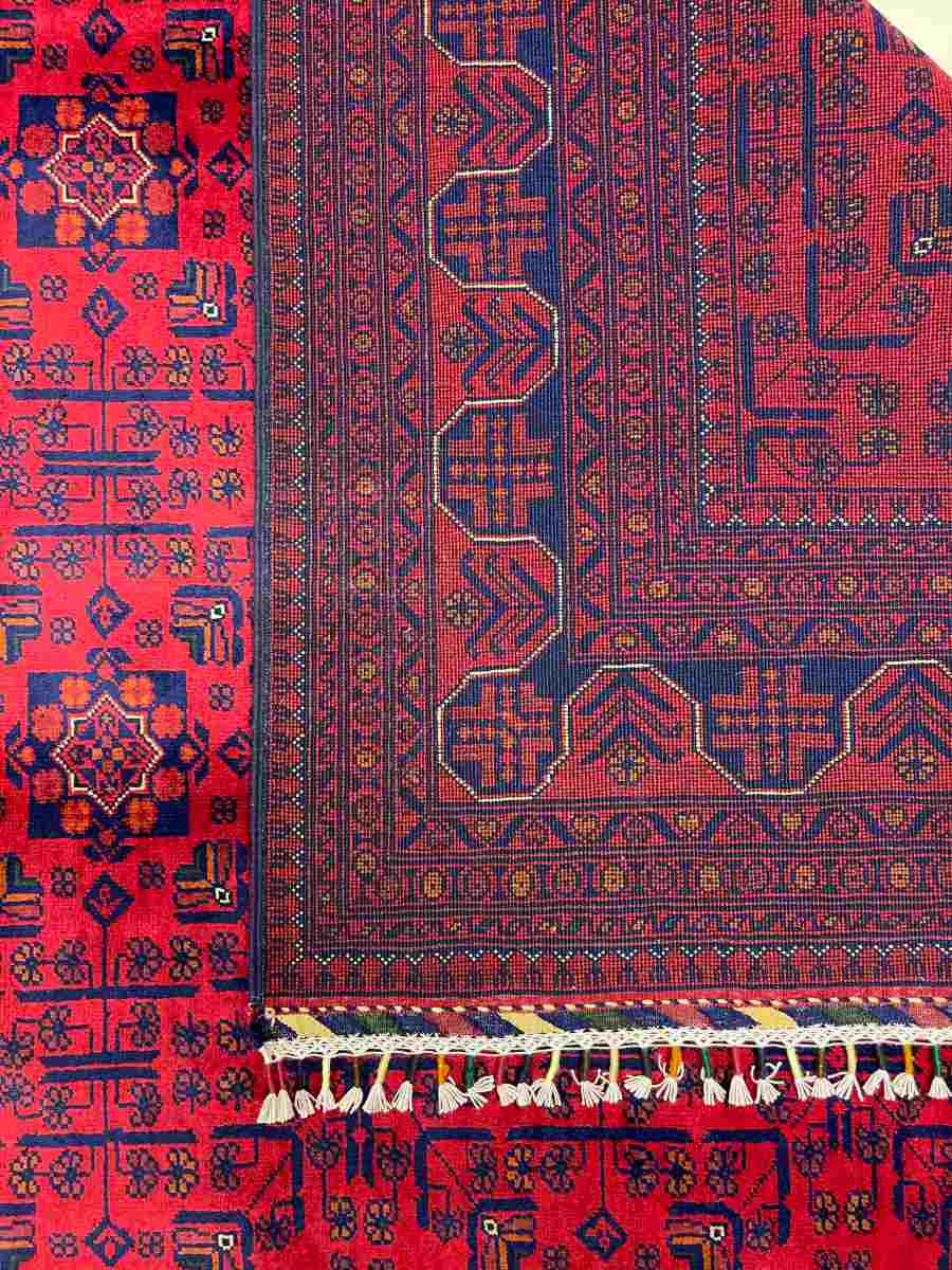 7x9 ft Hand Knotted Afghan Wool Khal Muhammadi Khamyab Area Rug - Natural Vegetable Dye thumbnail 7