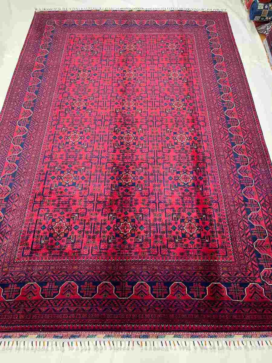 7x10 ft Hand Knotted Afghan Wool Khal Muhammadi Khamyab Area Rug - Natural Vegetable Dye thumbnail 2