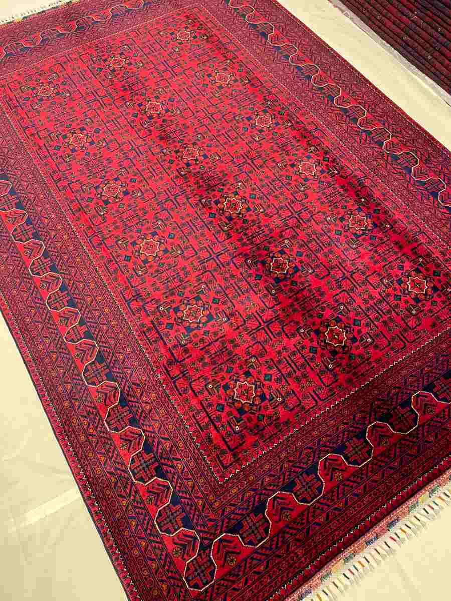 7x10 ft Hand Knotted Afghan Wool Khal Muhammadi Khamyab Area Rug - Natural Vegetable Dye thumbnail 3