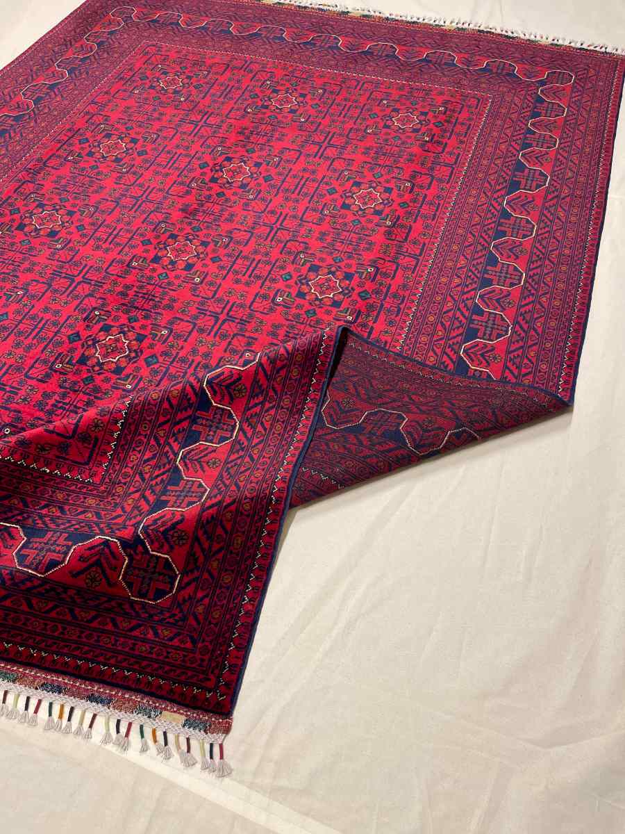 7x10 ft Hand Knotted Afghan Wool Khal Muhammadi Khamyab Area Rug - Natural Vegetable Dye thumbnail 7