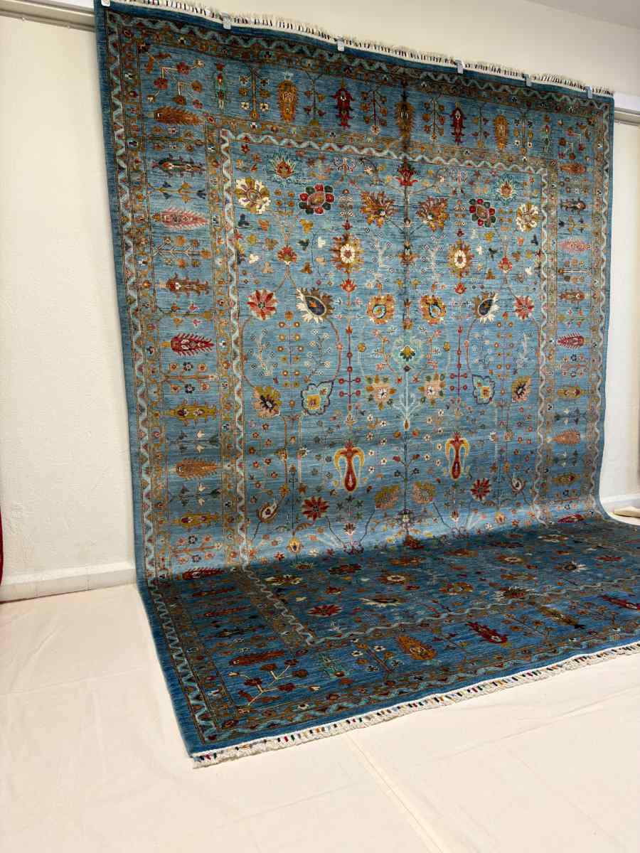 8x12 ft Hand Knotted Afghan Wool Sultani Area Rug - Natural Vegetable Dye thumbnail 2