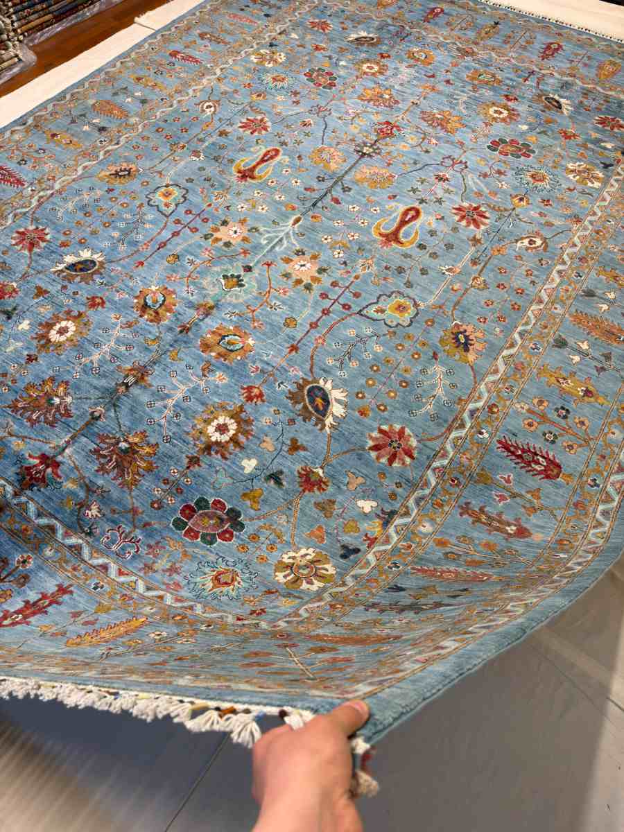 8x12 ft Hand Knotted Afghan Wool Sultani Area Rug - Natural Vegetable Dye thumbnail 4