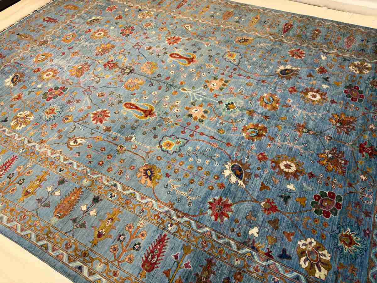 8x12 ft Hand Knotted Afghan Wool Sultani Area Rug - Natural Vegetable Dye thumbnail 6