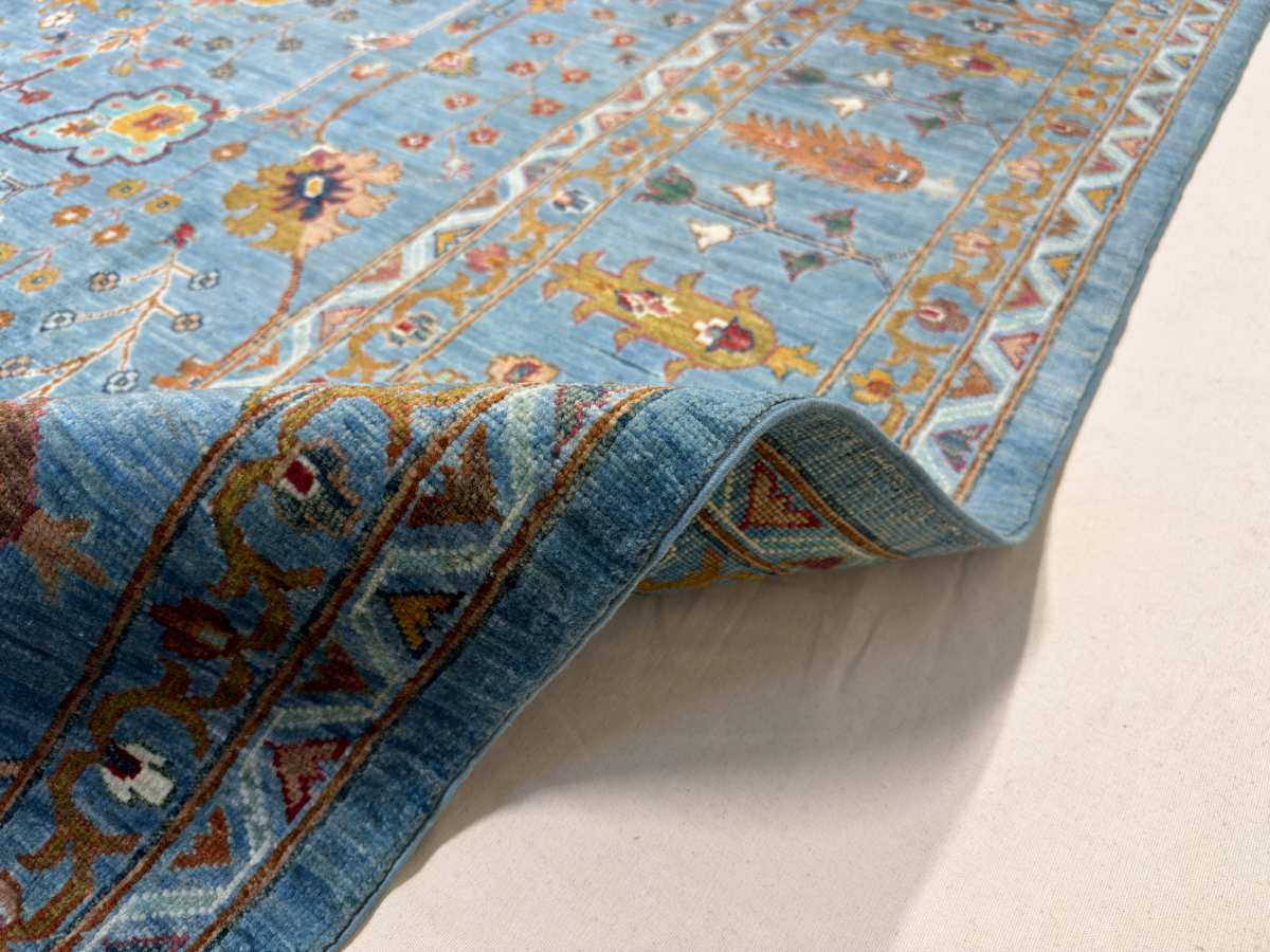 8x12 ft Hand Knotted Afghan Wool Sultani Area Rug - Natural Vegetable Dye thumbnail 7
