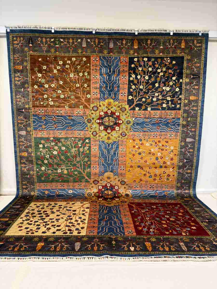 9x12 ft Hand Knotted Afghan Wool Sultani Area Rug - Natural Vegetable Dye