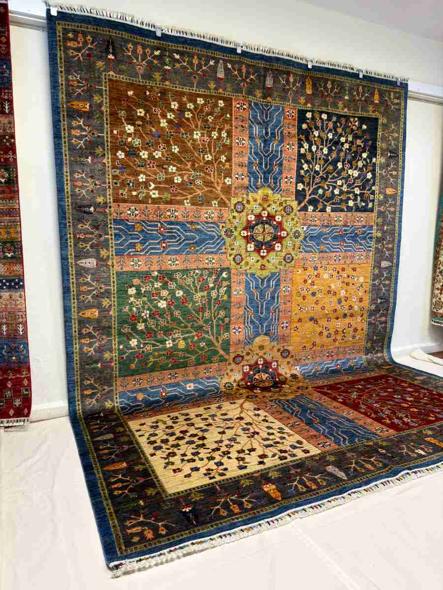 9x12 ft Hand Knotted Afghan Wool Sultani Area Rug - Natural Vegetable Dye thumbnail 2
