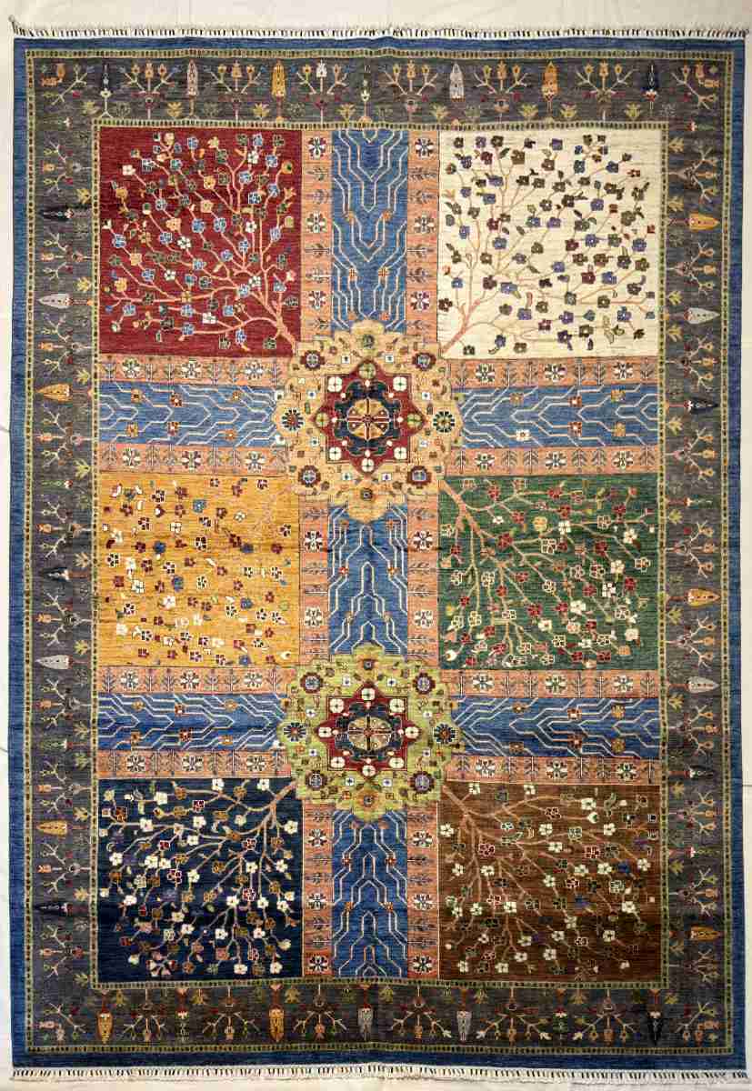 9x12 ft Hand Knotted Afghan Wool Sultani Area Rug - Natural Vegetable Dye thumbnail 3