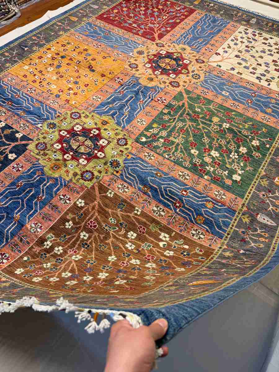 9x12 ft Hand Knotted Afghan Wool Sultani Area Rug - Natural Vegetable Dye thumbnail 5