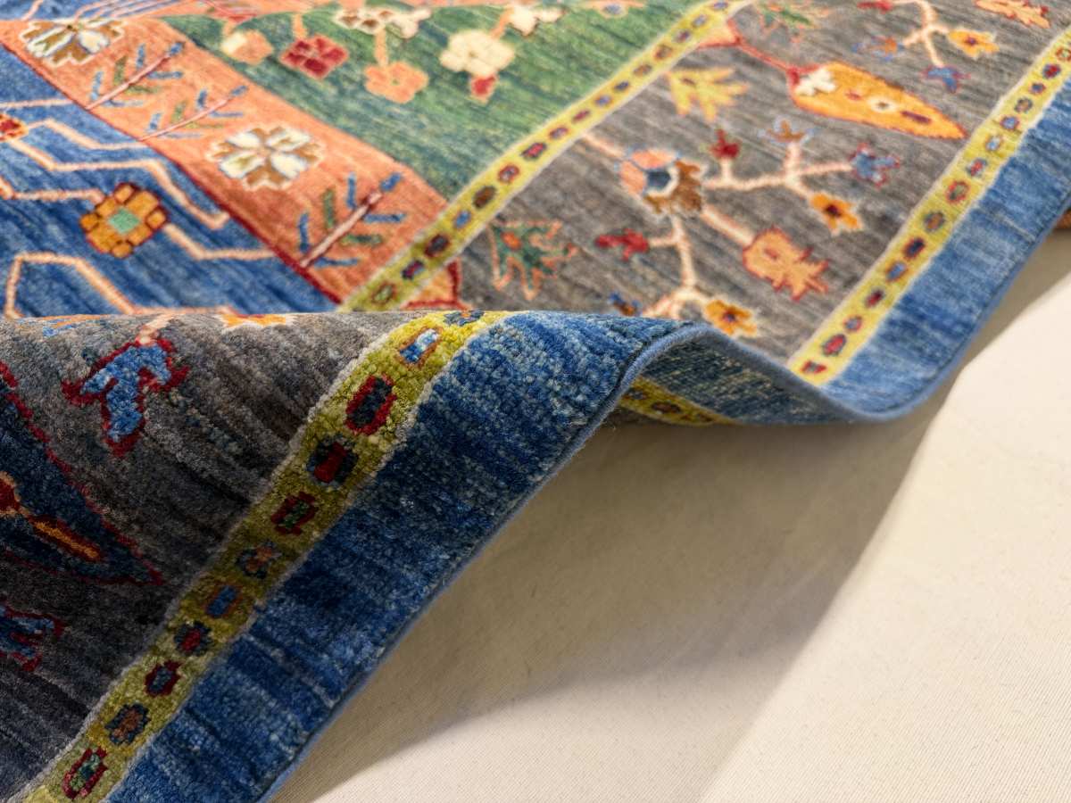 9x12 ft Hand Knotted Afghan Wool Sultani Area Rug - Natural Vegetable Dye thumbnail 6