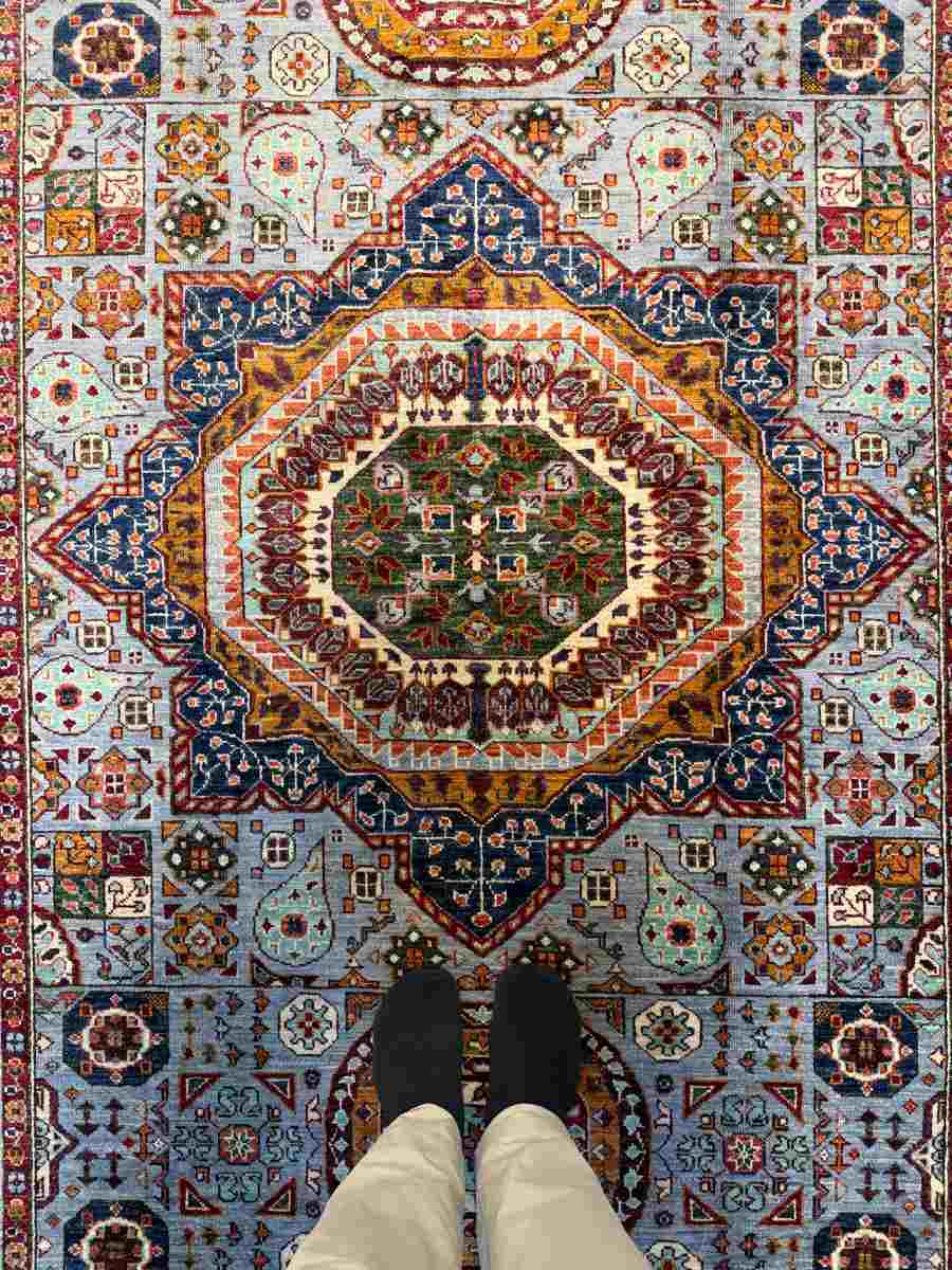 6x8 ft Hand Knotted Afghan Wool Mamluk Area Rug - Natural Vegetable Dye thumbnail 4