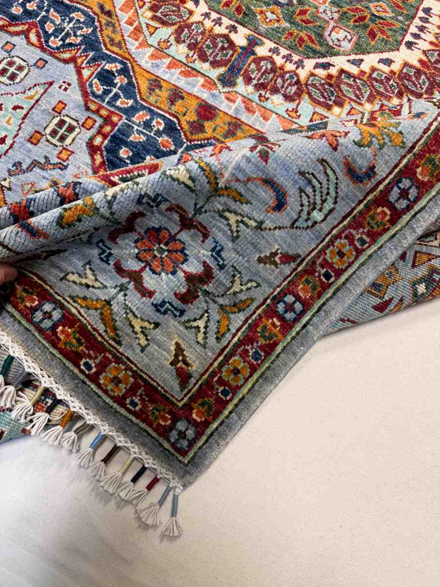 6x8 ft Hand Knotted Afghan Wool Mamluk Area Rug - Natural Vegetable Dye thumbnail 6
