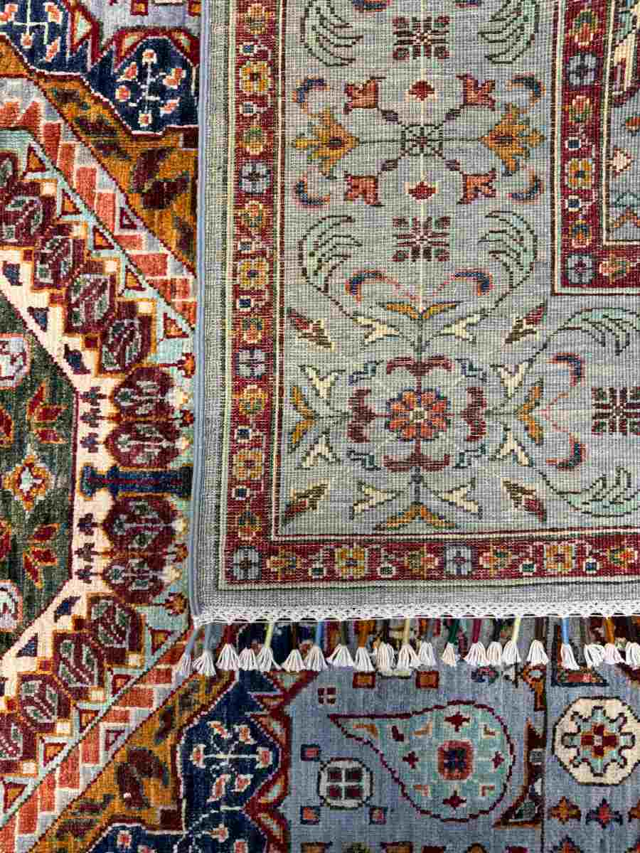 6x8 ft Hand Knotted Afghan Wool Mamluk Area Rug - Natural Vegetable Dye thumbnail 7