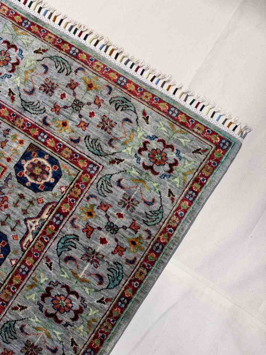 6x8 ft Hand Knotted Afghan Wool Mamluk Area Rug - Natural Vegetable Dye thumbnail 5