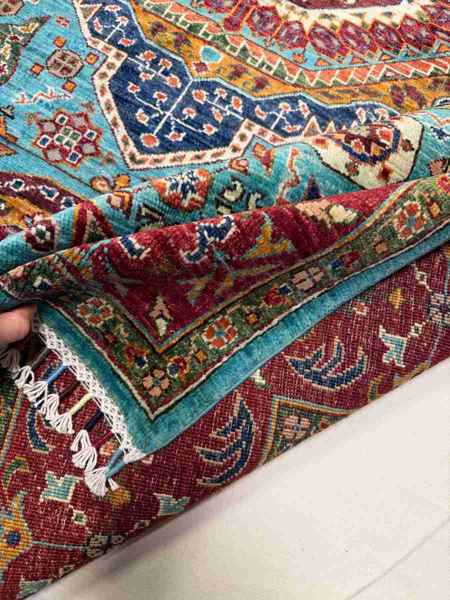 6x8 ft Hand Knotted Afghan Wool Mamluk Area Rug - Natural Vegetable Dye thumbnail 7