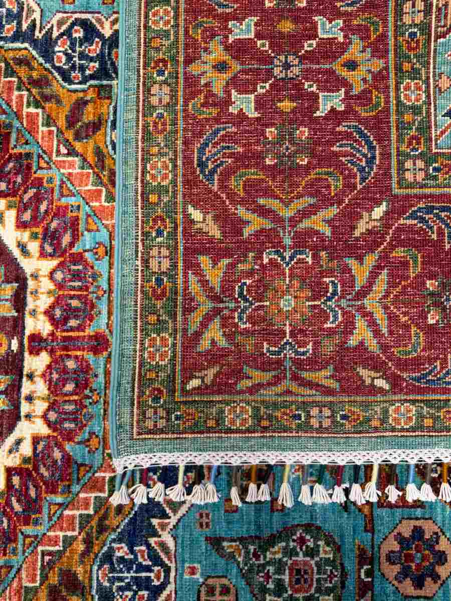 6x8 ft Hand Knotted Afghan Wool Mamluk Area Rug - Natural Vegetable Dye thumbnail 7