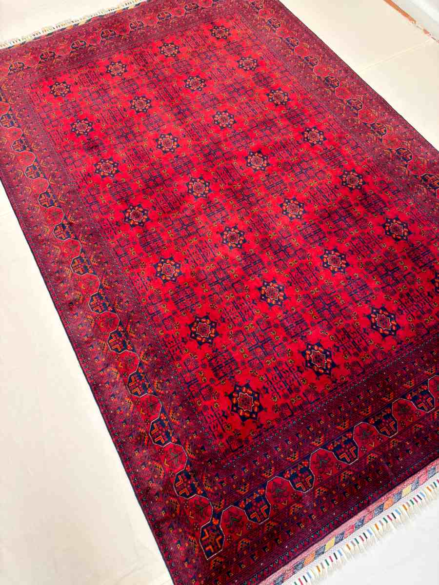 7x10 ft Hand Knotted Afghan Belgic Area Wool Rug - Natural Vegetable Dye thumbnail 2