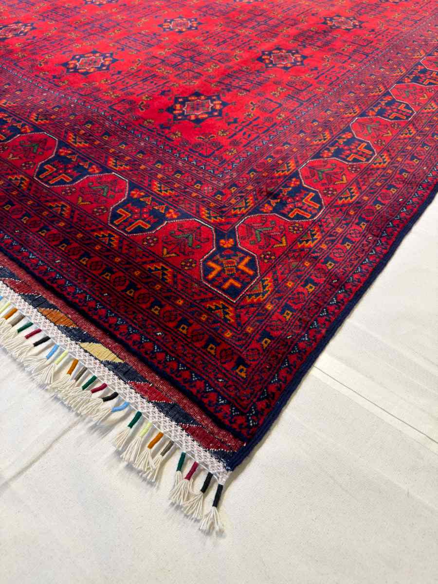 7x10 ft Hand Knotted Afghan Belgic Area Wool Rug - Natural Vegetable Dye thumbnail 4