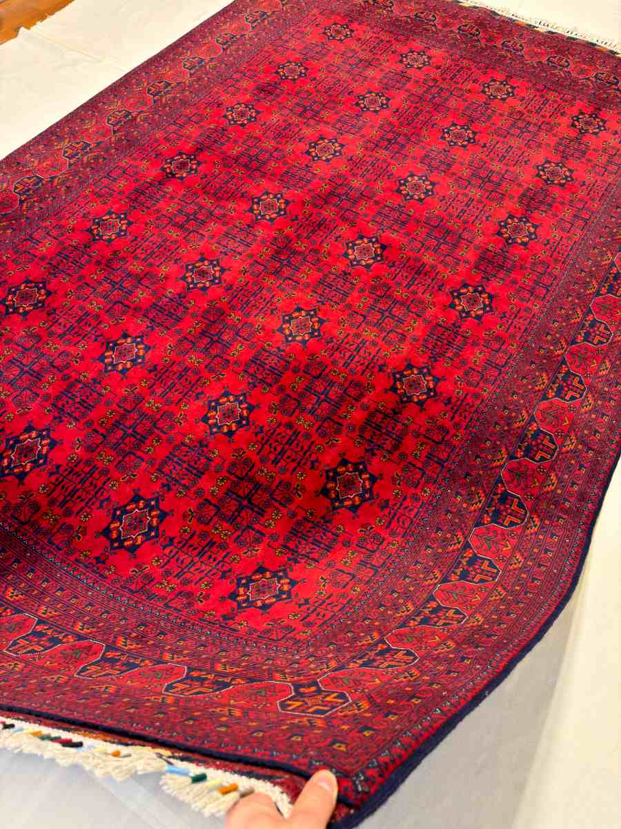 7x10 ft Hand Knotted Afghan Belgic Area Wool Rug - Natural Vegetable Dye thumbnail 5