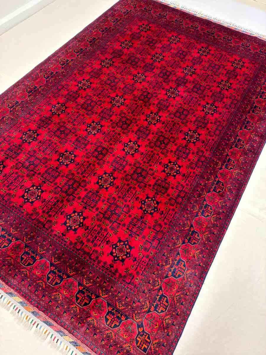 7x10 ft Hand Knotted Afghan Belgic Area Wool Rug - Natural Vegetable Dye thumbnail 7