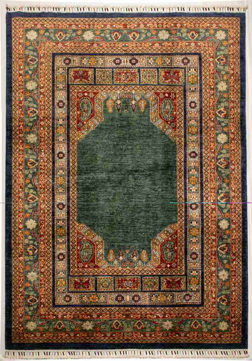 5x7 ft Hand Knotted Afghan Wool Serapi Area Rug - Natural Vegetable Dye