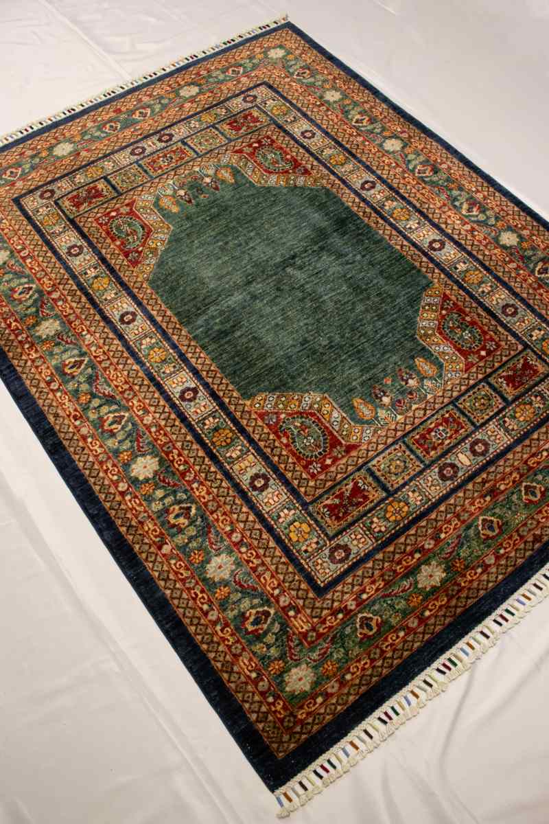 5x7 ft Hand Knotted Afghan Wool Serapi Area Rug - Natural Vegetable Dye thumbnail 2