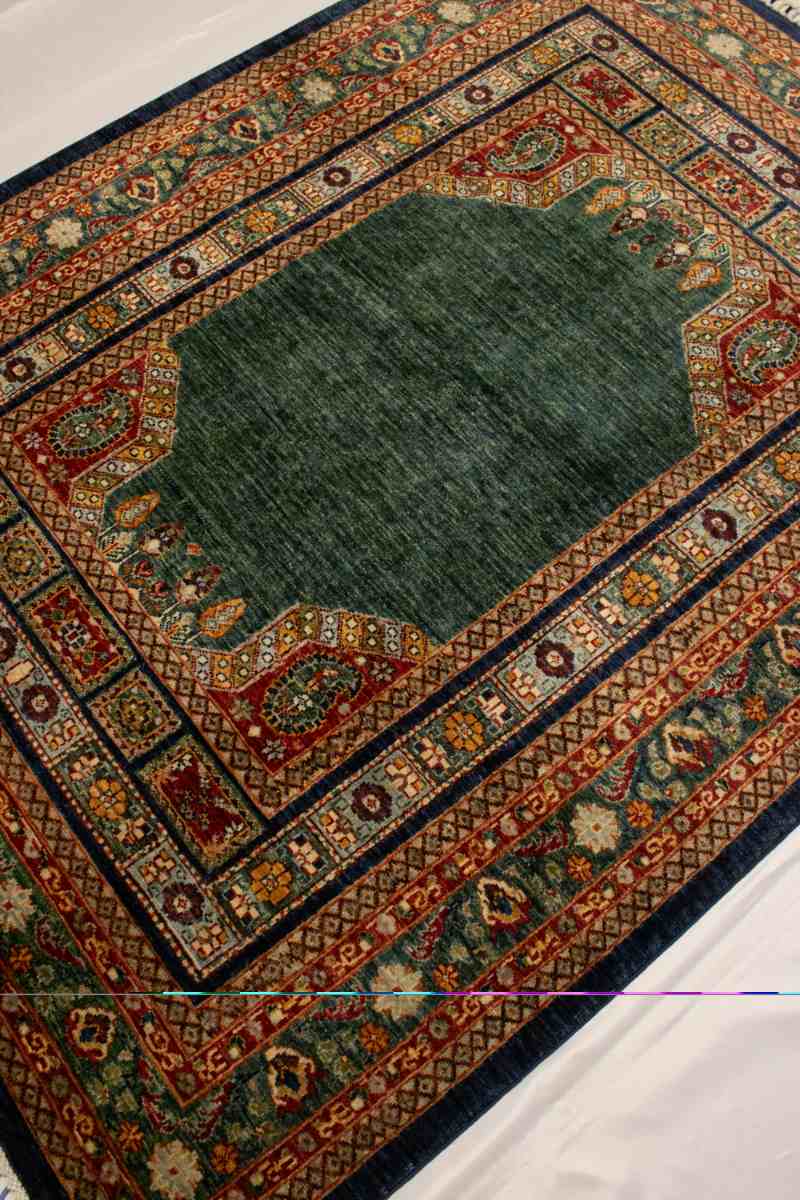5x7 ft Hand Knotted Afghan Wool Serapi Area Rug - Natural Vegetable Dye thumbnail 5