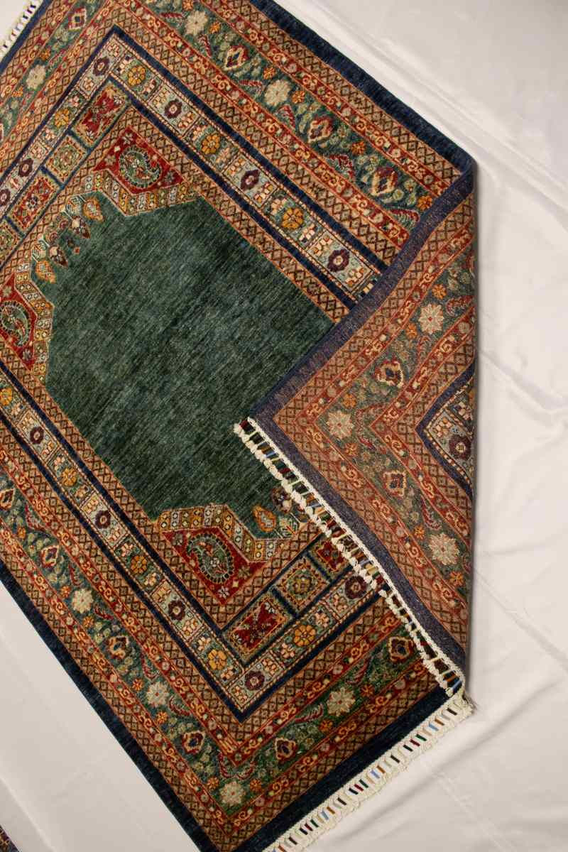 5x7 ft Hand Knotted Afghan Wool Serapi Area Rug - Natural Vegetable Dye thumbnail 7