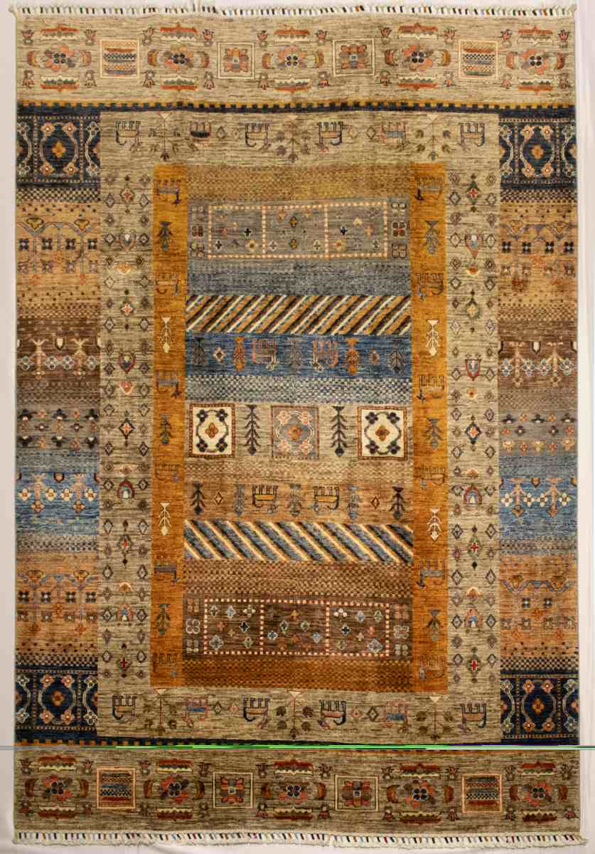 6x8 ft Hand Knotted Afghan Wool Gabbeh Area Rug - Natural Vegetable Dye
